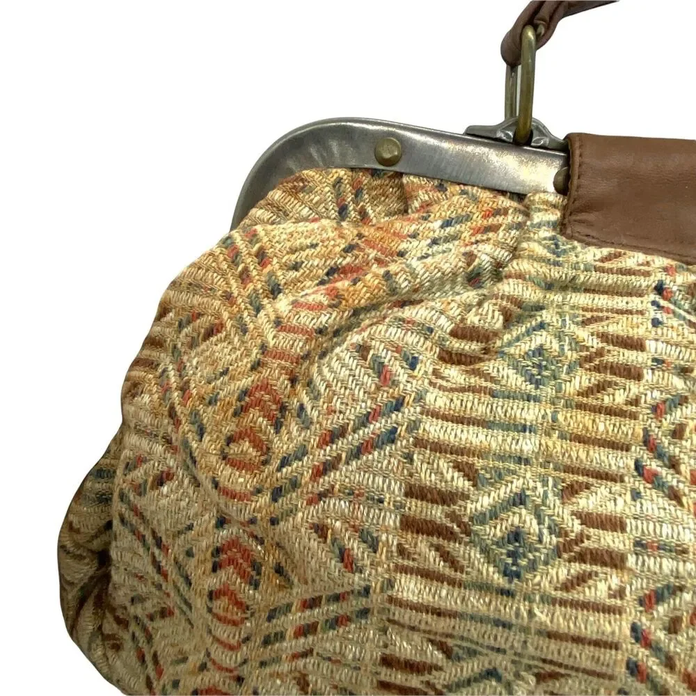 Tapestry Carpet Bag Purse Satchel Carpetbags Of America Womens Tan Inner Pockets